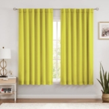 Yellow Blackout Curtains for Bedroom 63-inch Length, Room Darkening Window Treatments Set 2 Panels, 52″ W Triple Weave Back Tab/Rod Pocket Drapes for Living Room