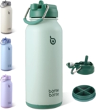 BOTTLE BOTTLE 32oz Insulated Water Bottle Stainless Steel Sport Water Bottle with Straw Dual-use Lid Design for Gym with Pill Box (green)