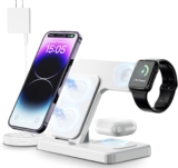 Wireless Charger,XevenOx 15W Fast Charging Station,3 in 1 Wireless Charger Stand for iPhone 14/13/12/11(Pro, Pro Max)/XS/XR/XS/X/8(Plus),Apple Watch 8/7/6/SE/5/4/3/2,AirPods 3/2/pro… (White)