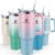 40 oz Tumbler with Handle and Straw Lid, 100% Leak-proof Travel Coffee Mug, Stainless Steel Insulated Cup for Hot and Cold Beverages, Keeps Cold for 34Hrs or Hot for 10Hrs, Dishwasher Safe (PinkBlue)