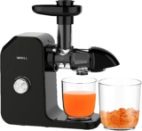 WHALL Slow Juicer, Masticating Juicer, Celery Juicer Machines, Cold Press Juicer Machines Vegetable and Fruit, Juicers with Quiet Motor & Reverse Function, Easy to Clean with Brush,BPA Free,Black