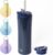 bottlebottle BOTTLE BOTTLE Insulated Coffee Tumblers with Dual-use Lid and Straw Double Walled Iced Travel Coffee Mug for Woman and Man 18 oz Stainless Steel Tumbler with Handle (dark blue)