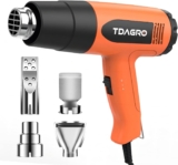 Heat Gun, TDAGRO 1600W Dual Temperature Settings with 4 Nozzles 572℉& 1112℉, Cordless Heat Gun Fast Heating & Overload Protection for Shrink PVC Tubing/Wrapping/Crafts, Epoxy Resin, Paint Remover
