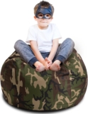 Camo Stuffed Animal Storage Bean Bag Chair – Cover Only – Kids Soft Toys Storage Bean Bag Extra Large 38″, Stuffie Seat, Beanbag Chair (Camo, 38 “)