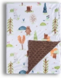Donsonny Baby Blanket for Boys Girls Soft Minky with Double Layer Dotted Backing, Primary Forest Printed 30 x 40 Inch Receiving Blanket (Forest Bear)