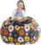 Flowered Stuffed Animal Storage Bean Bag Chair | 38″ Extra Large Beanbag Cover for Kids and Adults, Children Plush Toys Storage Organizer Bag for Girls Cotton