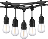 TWINSLUXES Outdoor Light String 48 ft16 LED Edison Vintage Light Bulb, Drop Resistant IP65, Waterproof Outdoor Light String Heavy Duty Courtyard Garden Decorative Patio Light. (Warm