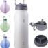 BOTTLE BOTTLE 24oz Insulated Water Bottle Stainless Steel Sport Water Bottle with Straw and Adjustable Lid Daily Pill Organizer (green gradient)