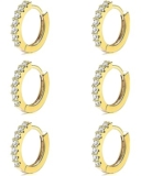 ZUOPOEKI Earrings for Women Small Gold Hoop Earrings Set 18K Gold Plated Huggie Earrings Men