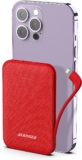 Alongza Portable Charger Power Bank Built in Cable, 4500mAh Small Battery Pack External Charger, Mobile Power Bank Fast Charging Slim Travel Charger Compatible iPhone