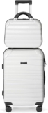 Feybaul Luggage Set 2PCS Suitcase PC+ABS Carry On Luggage with Spinner Wheels, White 2-Piece Set(14/20) (968)