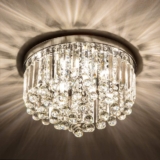 Crystal Chandelier Light Fixtures Crystal Chandeliers for Bedroom Living Room Hallway Bar Dining Room 8 Lights Modern Chrome Crystal Flush Mount Ceiling Light 15.75” Width（G9 Bulbs Excluded）