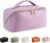 BOBOBOX New Large Capacity Travel Cosmetic Bag PU Leather Waterproof Portable with Handle and Divider Multifunctional Bag Makeup Accessories for Women (M-Purple)