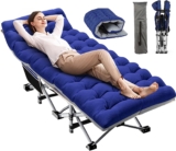 Nictemaw Camping Cots for Adults with Mattress 900lbs Double Layer Oxford Sleeping Cots for Adults, Portable Folding Cots, Lightweight, Stable, Durable, Outdoor, Home, Office, Blue