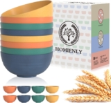 Homienly Cereal Bowl Set, Wheat Straw Fiber Unbreakable Lightweight Bowls Set (Multi, 26 OZ)