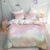 BEDMUST Twin Colorful Light Comforter Set for Girls Rainbow Fluffy Cozy Kids Comforter 3 Piece with 2 Pillow Shams(1 Comforter and 2 Pillow Shams)