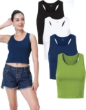 TADANG 4 Pieces Crop Tank Tops for Women, Sleeveless Racerback Crop Sports Top, Cropped Workout Tops Running Yoga