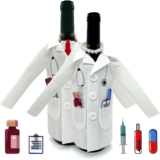 WJPOPHN Two-piece wine gift bag for men and women doctors – perfect doctor gift with felt material, syringe and medication model, thermometer