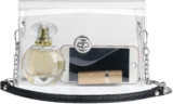 Lorbro Clear Purse for Women Stadium Approved, Clear Crossbody Bag, Semi-leather Chain Strap Bag for Sports Event, Concert