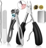 Toe Nail Clippers for Thick Nails,Large Toenail Clippers for Ingrown Toenails or Thick Nails for Man Women Seniors Nail Clippers with Stainless Steel Professional Fingernail Clippers Set (Black)