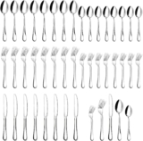 ZXZCTTC 40-Piece Silverware Set, Reusable Stainless Steel Flatware Cutlery Sets, Not easy to fade，Dishwasher safe，Firm Forks and Spoons Silverware Serving Set Utensils for 8, (Silver) (40)