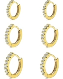 ZUOPOEKI Earrings for Women Small Gold Hoop Earrings Set 18K Gold Plated Huggie Earrings Men