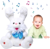 MIAODAM Peek A Boo Bunny Stuffed Animal, Singing Baby Toys for Girls, Children Song & Lullabies Stuffed Bunny Rabbit Repeats What You Say, Bunny Baby Toys 6-12 Months Talking Singing with Floppy Ears