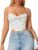 Courecrop Floral Corset Top Spaghetti Straps Cute Bustier Cowl Neck Party Crop Tops for Women