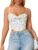 Courecrop Floral Corset Top Spaghetti Straps Cute Bustier Cowl Neck Party Crop Tops for Women
