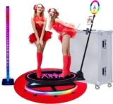 ZANOGI 360 Photo Booth Machine with APP&Battery Pack for Parties,68cm Slow Motion Camera for 2 People with Deluxe Suit&Custom Magnetic Logo, Controlled by APP&Remote,26.8″ – Al Alloy Flight Case