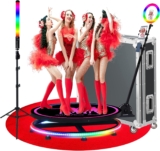 ZANOGI 360 Photo Booth Machine with Software for Parties,360 Slow Motion Camera Booth with Deluxe Suit and Custom Logo,Controlled by Remote Or App (39.4″/100cm，Black Flight Case)