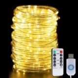 Battery Fairy Lights 66 Feet 200 LED Rope Lights, 8 Lighting Modes Twinkle Lights with Timer, Battery Operated Christmas String Lights Outdoor Waterproof for Bedroom Garden Patio Decor, Warm White