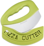 Suanyok Premium Pizza Cutter Food Chopper – Super Sharp Stainless Steel Pizza Cutters Rocker/Slicer/Knife with Protective Blade Cover (Green)