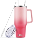 MaxBase 40 oz Tumbler with Handle and Straw Lid, Insulated Reusable Stainless Steel Travel Mug Keeps Drinks Cold up to 34 Hours, 100% Leakproof Bottle for Water, Iced Tea or Coffee, Smoothie and More