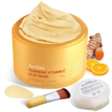 ZealSea Turmeric Clay Mask with Vitamin C, 100% Natural Global Premium ingredients, detox and purify face in 15mins, deep cleansing smooth immediate, Pores refine