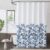 Metro Parlor Blue Navy Fabric Shower Curtain 70×72 Inch, Floral Decor Printed on White Waffle Water Resistant Liner, Bathroom Hotel Spa Washable Bath Curtain