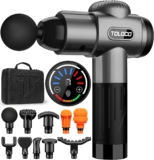 TOLOCO Massage Gun, Muscle Massage Gun Deep Tissue for Athletes, Portable Percussion Massager with 10 Massage Heads, Electric Body Massager for Any Pain Relief, Grey