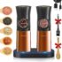 Gravity Electric Salt and Pepper Grinder Set – USB Rechargeable，Automatic Salt Pepper Mill with 5 Adjustable Coarseness, Ceramic Grinder with Bottom Cap, White LED Lights