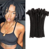 4 inch Loc Extension Human Hair 40 Strands 0.4cm Width 100% Full Handmade Permanent Loc Extension Human Hair for Women/Men Can Be Dyed Bleached Curled