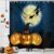 GCIREC Halloween Shower Curtain, Pumpkin Spooky Moon Graveyard Witch Withered Tree Blue Black Bathroom Curtain Home Decor Waterproof Fabric Machine Washable with 12 Hooks