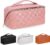 BOBOBOX New Large Capacity Travel Cosmetic Bag PU Leather Waterproof Portable with Handle and Divider Multifunctional Bag Makeup Accessories for Women (E-Pink)