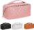 BOBOBOX New Large Capacity Travel Cosmetic Bag PU Leather Waterproof Portable with Handle and Divider Multifunctional Bag Makeup Accessories for Women (E-Pink)