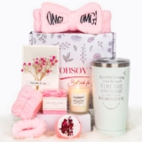 UTOBSOV Get Well Soon Gifts for Women, Get Well Gift Baskets for Women Relaxation Gifts for Friends Female Care Package for Her Who Recover After Surgery,Pink Birthday Gifts Feel Better Gifts