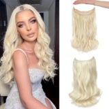 Invisible Wire Hair Extensions with Transparent Wire Adjustable Size 4 Secure Clips Long Body Wavy Secret Hair Extensions/Hairpiece 20inch