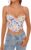 Courecrop Floral Corset Top Spaghetti Straps Cute Bustier Cowl Neck Party Crop Tops for Women