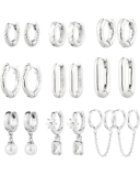 9 Pairs Gold Chunky Hoop Earrings Set for Women, 14K Gold Plated Twisted Huggie Hoop Earring Hypoallergenic, Lightweight Thick Open Hoops Earrings Jewelry Gifts.