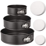 Hikolvol Springform Pan Set, Nonstick 3pcs (7 9 11 Inch) Springform Pans Cheesecake Pan Removable Bottom, Leakproof Round Spring Form Pans Cake Pans Sets for Baking and 60 Pcs Parchment Paper liners