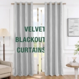 Treatmentex Velvet Grey Blackout Curtains for Bedroom 63inch Short Gray Corduroy Curtain Panels for Living Room Darkening Double Layer Grommet Top Striped Window Drapes 2PCS 52″ inch