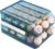 Rubtlamp Egg Container For Refrigerator, Plastic Egg Storage Box, Clear Blue Egg Holder With Lid Large Capacity 36 Count Fridge Egg Organizer, Auto Rolling Egg Holder(2 Layers)