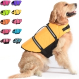 Dogcheer Ripstop Dog Life Jacket, Reflective & Adjustable Dog Swim Life Vest Pet PFD Float Coat, Puppy Floatation Vest Preserver with Rescue Handle for Small Medium Large Dogs Swimming Boating Yellow